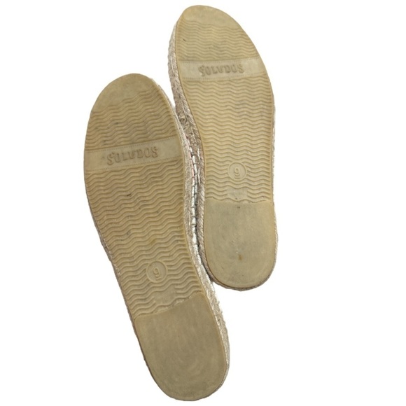 Soludos Barca Espadrille Peach and Cream Canvas Upper  Flat Size 9 flawed - Picture 14 of 16